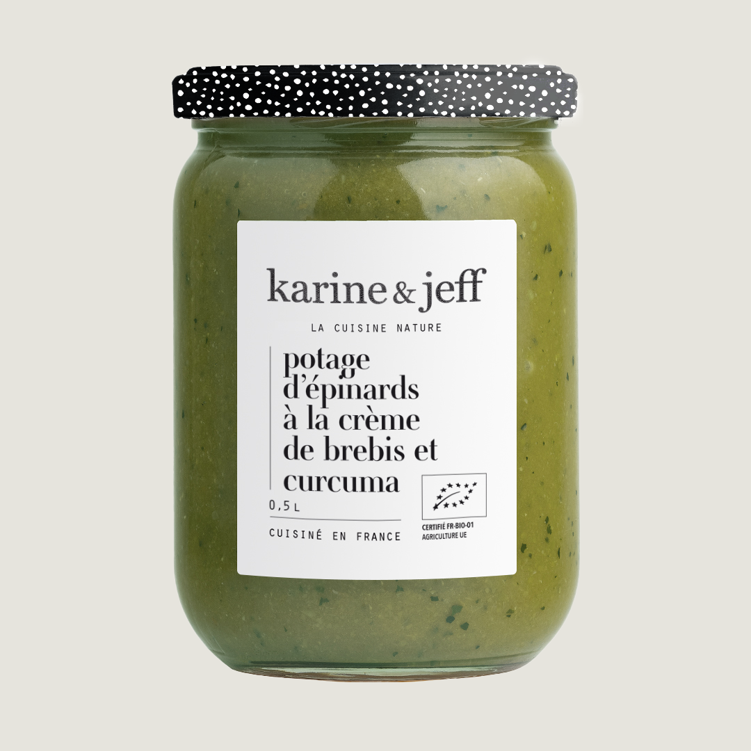 Le potage d'épinards à la crème de brebis et curcuma 50 cl