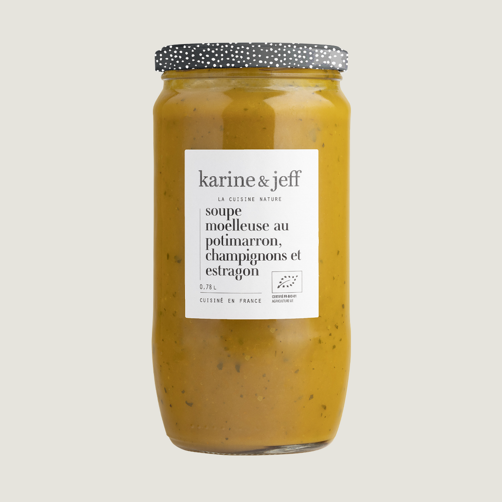 Soupe moelleuse au potimarron, champignons et estragon 78 cl