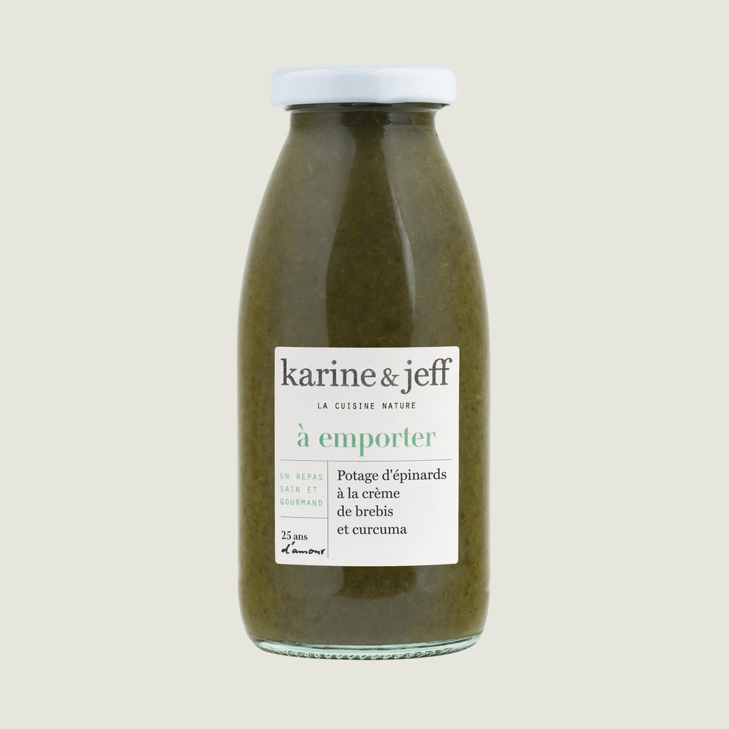 Le potage d'épinards à la crème de brebis et curcuma 25 cl