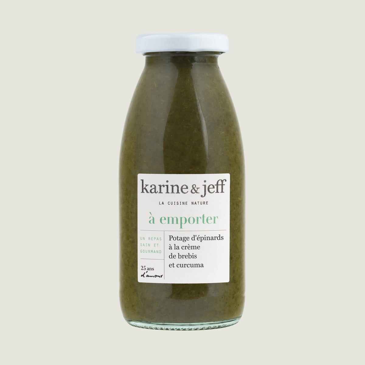 Le potage d'épinards à la crème de brebis et curcuma 25 cl