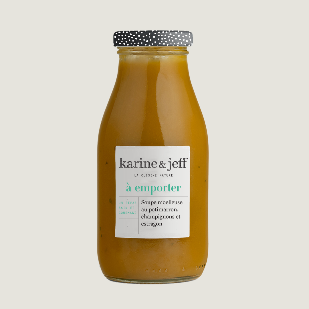 Soupe moelleuse au potimarron, champignons et estragon 25 cl