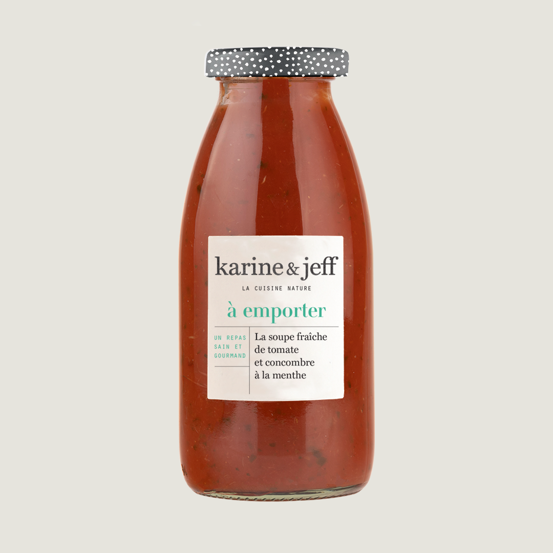 La soupe fraîche de tomate et concombre à la menthe 25 cl